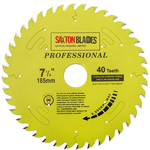 TCT18540TPRO Saxton Professional Range TCT Circular Saw Blade 185mm x 40T x 30mm Bore, 16, 20, 25mm reduction rings Compatible with Bosch Makita Dewalt etc