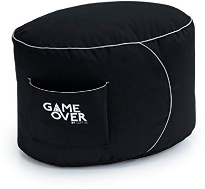 Game Over Videogaming Sitzsack Fußhocker | Indoor Wohnzimmer Beinstütze | Seitentaschen für Controller | Ergonomisches Design für den engagierten Gamer (Purifying Code)