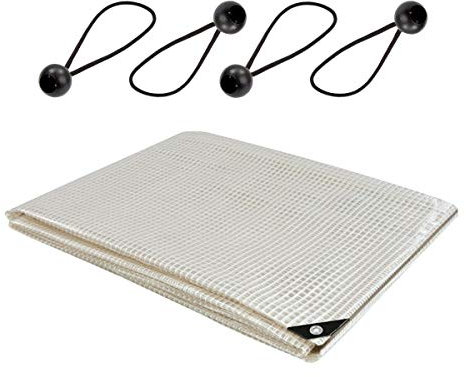 Clear Reinforced Heavy‑Duty Tarpaulin 100 GSM with 4 Ball Bungees - 3 x 4 m Leno Transparent Tarp Sheet with Mesh Support, Reinforced Edges - Waterproof, UV‑Resistant Cover for Camping, Greenhouse