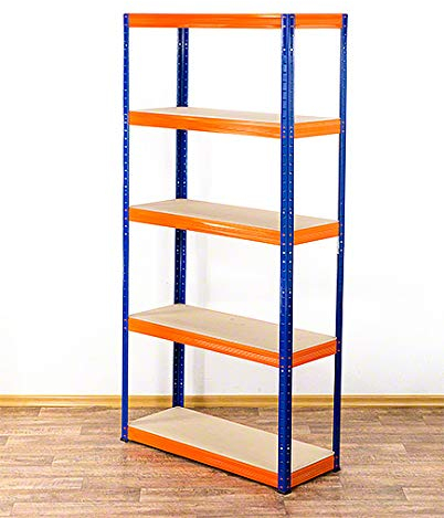 MODO24 Metallregal Steck- Werkstatt- Lager- Schwerlastregal Helios 180x100x35 cm VERZINKT oder viele Farben Tragkraft bis 400 Kg je Boden (HxBxT: 180x100x35cm, 5 Böden, 400 kg pro Boden, blau/orange)