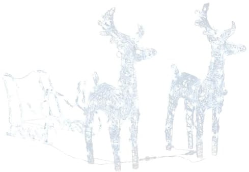 vidaXL Rentiere Schlitten Weihnachtsdekoration Weihnachtsbeleuchtung Deko Rentierschlitten Weihnachtsdeko Innen Außen 160 LEDs 130 cm Acryl
