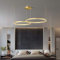 FUMIMID LED Pendellampe Wohnzimmerlampe Pendelleuchte Mit Kronleuchter Moderne Esstischlampe Aluminium Runde Acryl Beleuchtung Deckenleuchte,Gold,2 laps 40+60cm