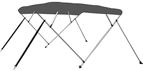 vidaXL Toldo Bimini de 4 Arcos para Barco Embarcación de Recreo Antimoho Correas de Nailon Ajustables Estable Parasol Gris Antracita 243x196x137 cm