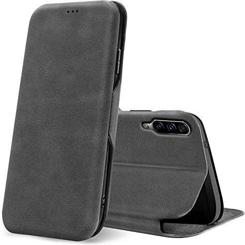 CoolGadget Klapphülle für Samsung Galaxy A30s/A50 mit Kartenfach Grau | Business Flip Case mit Standfunktion, Magnetverschluss, strukturierte Oberfläche, schlank und leicht