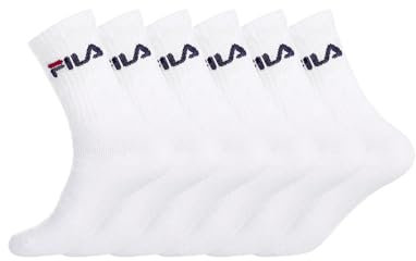 Fila Chaussettes Sport Homme Coton, Socquettes Homme, Confortable, Soft Touch (Lot de 6), Blanc, 35/38