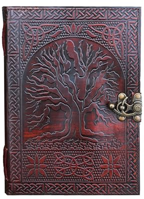 25 cm leeres Buch Lebensbaum Grimoire Leder Tagebuch Buch der Schatten Zauberbuch Leder Tagebuch Tagebuch Notizbuch Skizzenbuch für Künstler