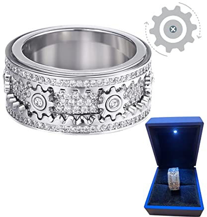 Anti-Angst Ring für Erwachsene, Spinner Ring Herren Damen Edelstahl Zappelband Ringe Stressabbau Anxiety Drehbar Meditationsring Schmuck Geschenk,Silber,8