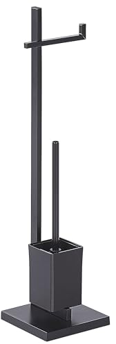 Freistehende WC-Garnitur Toilettenpapierständer mit Bürste schwarz Stahl Ulapes