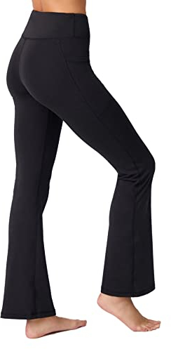 LOS OJOS Damen Bootcut Yogahose - Hohe Taille Workout Bootleg Yoga Leggings mit Bauchkontrolle