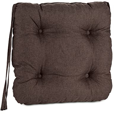 Pillows24 – 4X Sitzkissen Outdoor 40x40 – Extra Dicke 8cm – Wasser- & UV-beständig + Bändern | Bequeme Stuhlkissen, Stuhlauflage Sitzpolster, Sitzauflage Gartenstuhl | Sitzkissen Stuhl (braun)