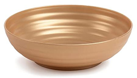 Acan Tradineur - Plato hondo decorativo para navidad - Reutilizable - Fabricado en España - Capacidad 900 ml - Ø 19 x 5,5 cm - Color Dorado