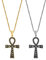 JewelryWe Schmuck 2pcs Retro Halskette Herren Ägyptische Hieroglyphen Ankh Kreuz Edelstahl Anhänger mit 22 Zoll Kette Weizenkette Gold Silber