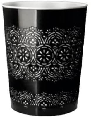 PREMZO Round Flora Bin 9 Liter Basket Container Storage Plastic Waste Paper Small Rubbish Bin Trash for Bedrooms Lounge Kitchen Home Office Bathroom Dormitory Rooms (Black)