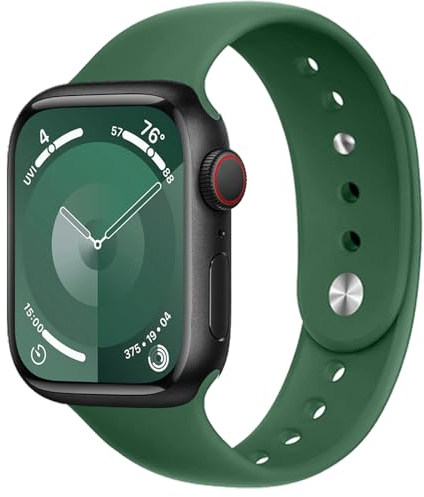 DMVEIMAL Cinturino per Apple Watch 40mm 44 mm 41 mm 45mm 38mm 42 mm iWatch Serie 8 7 6 5 4 3 se 44mm 45 mm Uomo/Donna,Morbida Sport Silicone Cinturini Apple Watch Ultra 49mm Band,Trifoglio Verde