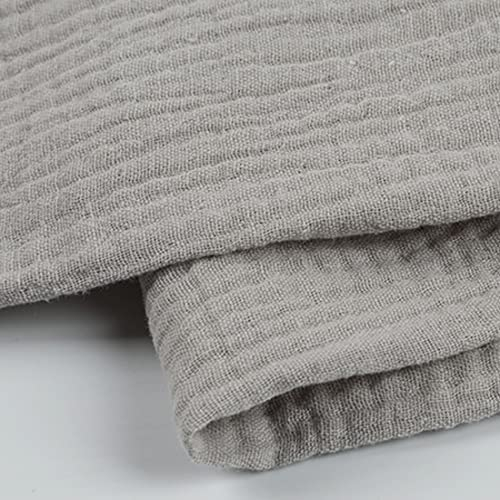 EDGEAM Baumwollstoff Musselin Stoff Double Gauze Breite 135cm Baumwolle Musselin Stoff Meterware (Grau, 100 x 135 cm)