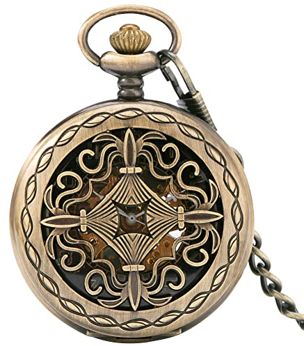XOPIC Kreative Hohle Mechanische Taschenuhr, Chinesischer Knoten, Design, Anhänger, Taschenuhren, Schwarzes Ziffernblatt, Geschenke for Männer Und Frauen