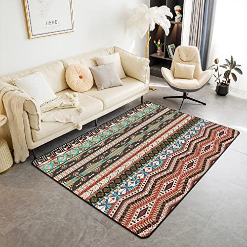 Boho Azteken Teppich für Wohnzimmer Nachttisch, Rustikaler Südwestlicher Böhmischer Teppich,Streifen Pfeil Geometrisch Bunt Native American Teppich, Exotisch Tribal Decor Teppich,Braun 120Bx160L
