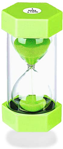 Sablier Enfant, Minuteur Sabliers, Coloré Sablier Sable Horloge Minuteur, Minuterie de Cuisine, minuterie d'apprentissage pour Enfants, pour Jeu de Classe, Décoration de Bureau à Domicile (Vert)