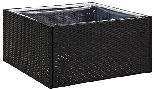 vidaXL Pot de Fleurs en polyrotin Noir 80 x 80 x 40 cm