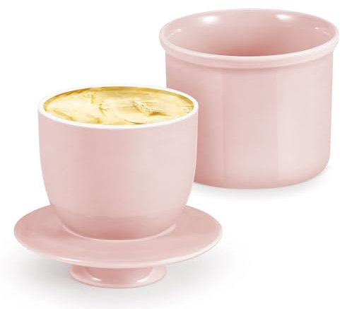 Flexzion Beurrier en porcelaine avec couvercle, beurrier français avec couvercle, plateau de table à tartiner doux et doux, porte-beurre scellé à l'eau douce, collection rétro, décoration de ferme