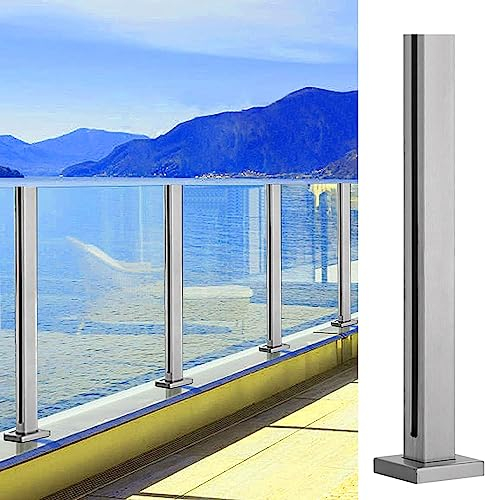 POCHY 1pc Geländer Pfosten Klemme Flur Treppe Edelstahl Glas Geländer Pfosten Quadrat Mit Basis Balustrade Pfosten Geländer Klemme