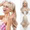 HAIRCUBE Lange Locken/Welle mit Pony Perücken für Frauen Natur Hitzebeständige Kunstfaser Perücken mit Pony Täglich Cosplay (blond)