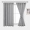 DWCN Voile Vorhänge mit Kräuselband Leinenoptik 2 Stücke Halbtransparent Vorhänge für Wohnzimmer,Durchsichtige Gardinen Kurz,Grau,145x140cm (Höhe x Breite)