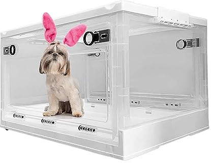 OCAZI Sauerstoffbox für Haustiere, Zerstäuberbox, Zerstäubungs Koffer, Faltbare Hundehütte für Verneblerbox zur Behandlung von Husten, Haustier Hund Katze Tier Sauerstoff Intensivkäfig A-small