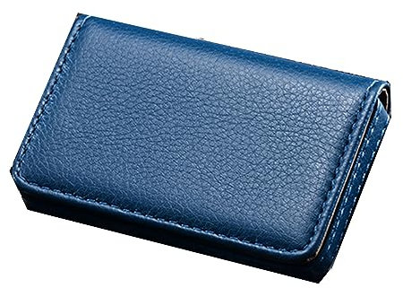 Custodia per biglietti da visita in pelle PU magnetica porta biglietti da visita porta carte di nome adatto per uomini e donne, Blu