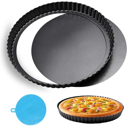 ztowoto Quicheform 28cm,Tarteform Mit Hebeboden,FöRmchen Abnehmbare Tartelette Basis,Sicherheit Tortenboden Backform,Obstkuchenform,Quiche Form,Tortenbodenform(28cm*1,Schwarz)