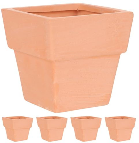 Yardwe Pot De Fleur Carré en Terre Cuite Vases en Céramique pour Fleurs Pots De Fleurs Carrés en Argile 5 Pièces Pots De Fleurs en Terre Cuite Vase Succulent en Terre Cuite Poterie Rouge