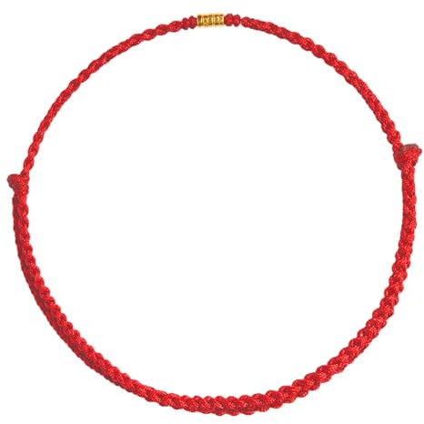 Hyclam Bracelet porte-bonheur et de protection pour homme et femme fait à la main en corde rouge porte-bonheur avec perles dorées Bracelets réglables Cadeau