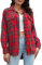 DayaEmmoTQ Chemise à Carreaux Femme Chemise à Carreaux Manches Longues Casual Boyfriend Chemise Hauts Button Down Chemise Plaid Top