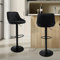 ML-Design Barhocker 2er Set, Bezug aus Samt, Schwarz, Gepolsterter Barstuhl mit Rückenlehne und Fußstütze, Tresenhocker höhenverstellbar 62-82 cm, 360° drehbar, Bistrohocker Hocker Drehstuhl Barstühle