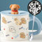 Disoza Hund Tasse mit Deckel Cat Mug 420ml Kaffee Tasse Hund Geschenk Keramik Teetasse mit Löffel & Untersetzer Tee Kaffee Weihnachten Becher Geburtstagsgeschenk für Frau Freundin Kinder