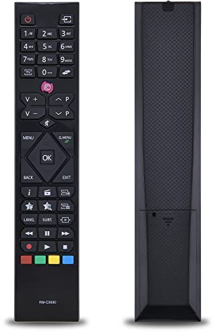 TCNOUMT RM-C3090 Ersatz Fernbedienung Kompatibel mit JVC Hitachi UHD Smart TV 24HBC05A 32HB1T06I 32HB4T01A LT-24VH30K LT-24V44JH LT-32VH30K LT-32V4201 LT-40V3000 LT-49V4200 LT-50VF30K