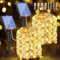 Ollny Solar Lichterkette aussen, 2x20M 200 LED lichterkette außen, 8 Modi IP65 wasserdicht Kupferdraht Lichterkette outdoor für Garten Balkon Terrasse Baum Hof Party (Warmweiß)