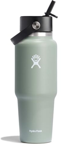 Hydro Flask - Weite Flex-Trinkhalm-Reiseflasche 946 ml (32 OZ) - Isolierte Edelstahl-Wasserflasche mit TempShield-Vakuumisolierung und auslaufsicherem Flex-Trinkhalm-Verschluss - BPA-frei - Agave