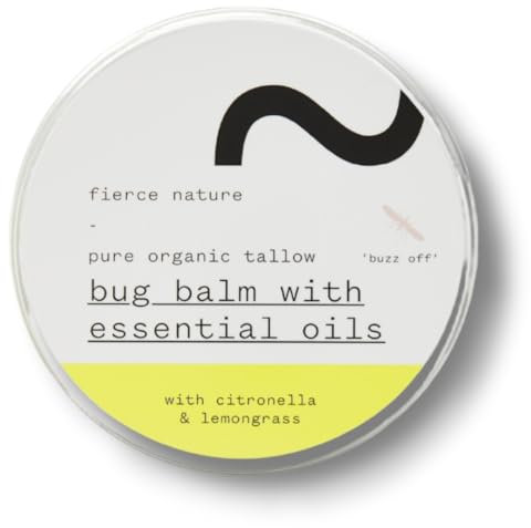Fierce Nature Bug Balm – Natural Tallow Balm with Citronella & Lemongrass Essential Oils – Nourishing Vitamin-Rich Body & Hand Balm – Insect Repellent for Men & Women – 100g