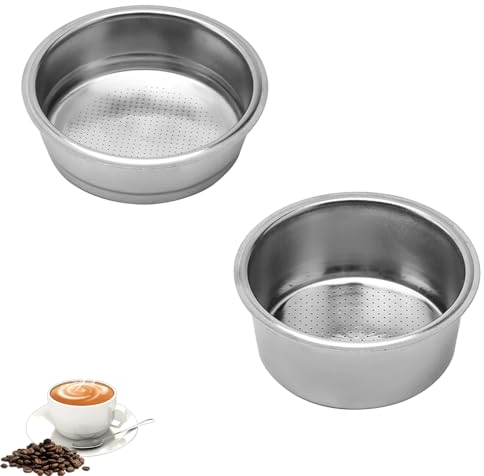 2 filtros de café de acero inoxidable de 51 mm, cesta de portafiltro de café reutilizable, cesta de repuesto para máquinas de café espresso, accesorios para cafetera de alta presión (taza doble y