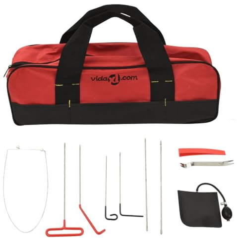 vidaXL 11 Piece Universal Car Door Opener Tool Kit - Emergency Windows/Door Alignment, Stainless Steel, Traceless Wedges, Air Pump