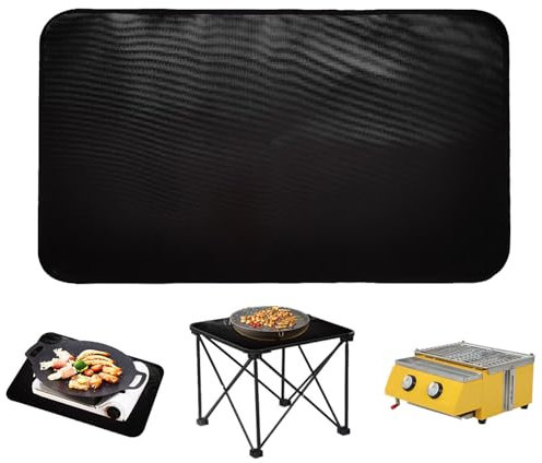Gsrhzd Heat Resistant Mat, Heat Proof Mat, 50 * 64cm Waterproof Fireproof Heat Proof Mat for Air Fryer Microwave Coffee Maker BBQ Grill, Foldable Silicone Fireproof Mat for Kitchen Worktop(Black)