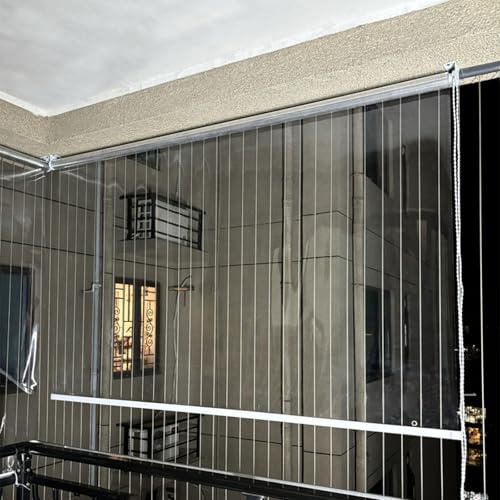X1NGFU Transparent PVC Wasserdichter Rollo,Winddichter Vorhang aus Kunststoff,Outdoor Seitenzug-Rollo,Durchsichtige Rollo für Outdoor-Balkon-Terrassen Fenster,Zuhause,Breite X Höhe (200cm x 280cm)