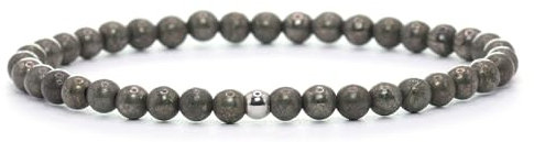 Echtes Pyrit Edelstein Armband mit 4mm Perlen - verschiedene Längen - Heilstein Schutzstein Talisman Glücksbringer Geschenk (Pyrit, 22CM)