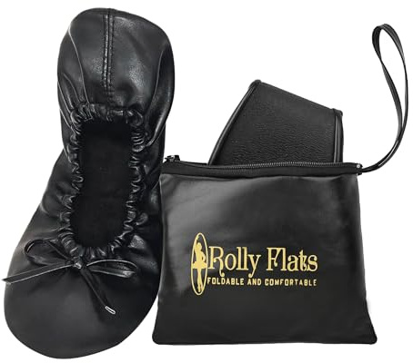 Women's Foldable Ballet Flats, Travel & Wedding Shoes, Fit in Your Purse (XXL, Black)