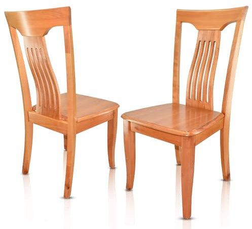 VAKON SALON - Esszimmerstühle 6er Set aus Kirschbaumholz, Holzstuhl, Küchenstuhl aus Massivholz bis 150 kg - Design 802 - Naturholz