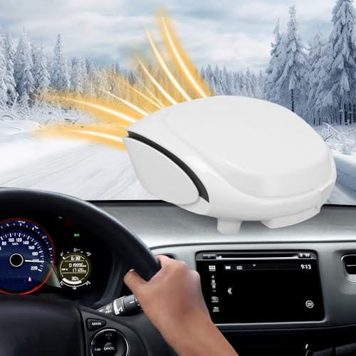 WDKXCN Calefactor Coche, Calefactor 12 V Furgoneta, Descongelador Parabrisas, Secador Coche, Calentador de Coche Portátil con Ventilador, 2 en 1 de Frío/Calo para Coche, Blanco