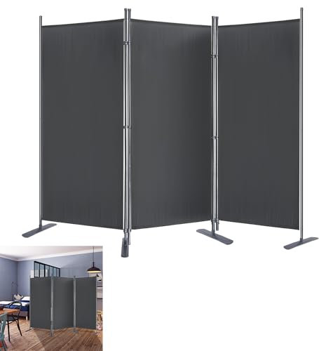 YRHome 275x180cm 3 Teilig Paravent Trennwand Balkon Stellwand Sichtschutz aus Stoff Faltbar Sichtschutzwand für Balkon Büros Anthrazit