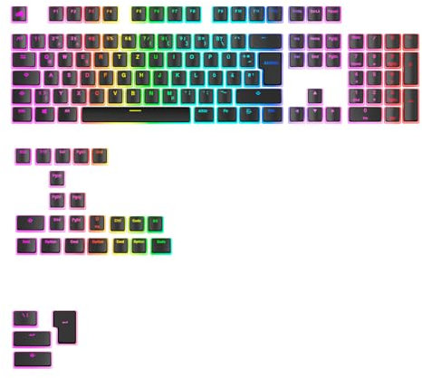 Glorious Gaming - Touches GPBT Aura RGB : Capuchons Pudding, PBT doubleshot, translucides, Noir, pour claviers mécaniques Custom formats 100, 75, 65 et 60%, ANSI, ISO, Disposition Allemande QWERTZ