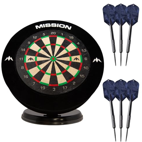 Mission | Mini-Desktop-Dartscheibe | 15,2 cm | komplett mit Surround & 2 Sets Dartpfeile